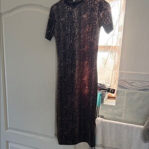 Zara Brown and Black Snake Print Midi Dress